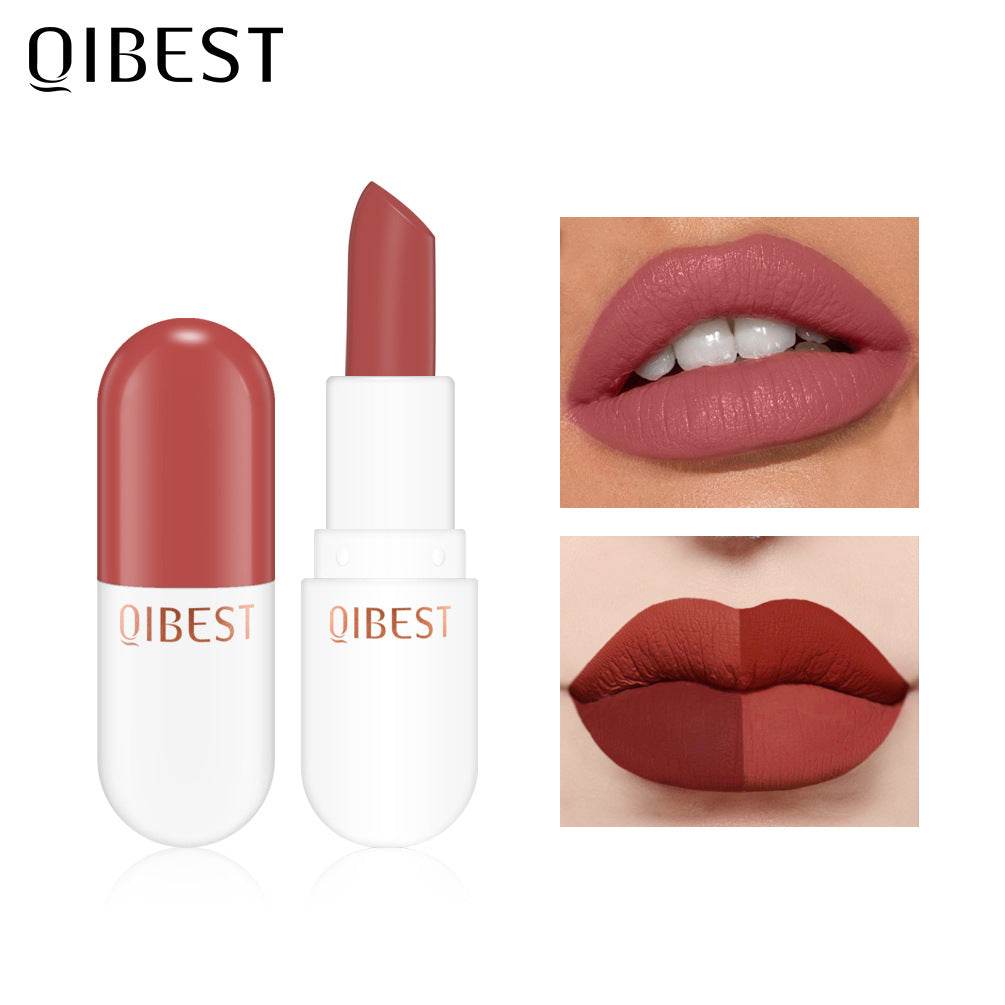 QIBEST Mini Capsule Lipstick Velvet Matte Lipstick Long Lasting Waterproof Pill Lipstick - MarvelouStoree