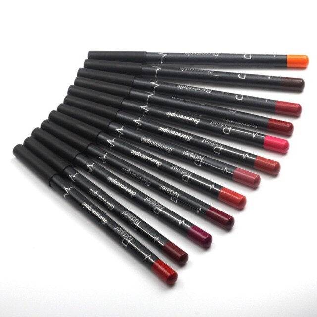 Pudaier 12 Colors/Set Makeup Lip Liner Stylish Solid Color Sexy Matte Stick Waterproof Lasting Lip Liner Pencil Beauty Maquiagem - MarvelouStoree