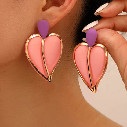 Colorful spray painted love water droplet double-layer earrings - MarvelouStoree