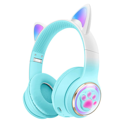 Luminous Cat Ears Cute Space Cabin Head Mounted Bluetooth Earphones Heavy Bass Gaming Wireless Earphones