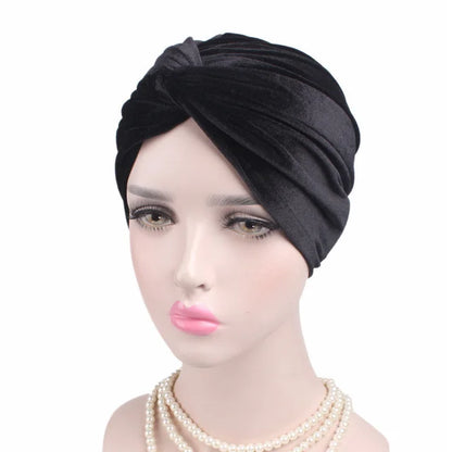 Women Velvet Turban Hat Headband Muslim Hijab Caps Female Soft Bandana Headband Hijabs Head Wrap Hair Accessories Supplies