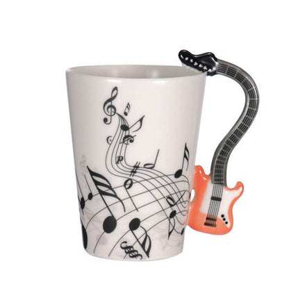 Guitar Ceramic Cup Personality Music Note Milk Juice Lemon Mug Coffee Tea Cup Home Office Drinkware Unique Gift