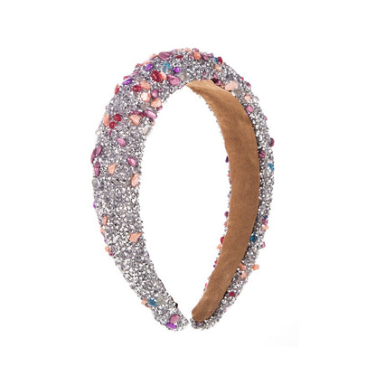 Exaggerated Baroque Colorful Crystal Candy Sponge Wide Edge Hair Hoop Headband