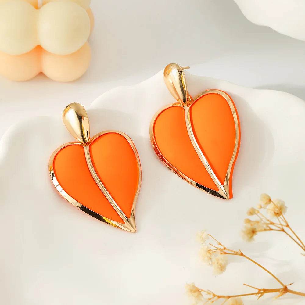 Colorful spray painted love water droplet double-layer earrings - MarvelouStoree