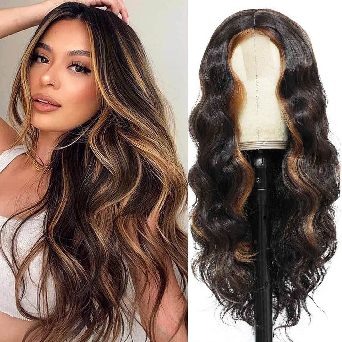 European and American Small Lace Wig Headsets with Intermediate Color Small Lace Center Split Large Wavy Long Curly Wigs - MarvelouStoree