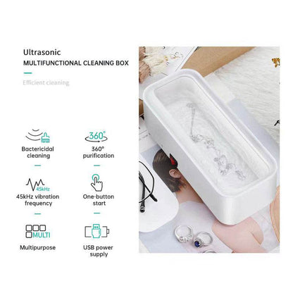 Intelligent Sonic Wave Cleaning Machine, Small Household Cleaner, Portable Electric Ultra Frequency Sonic Wave Cleaning Box - MarvelouStoree