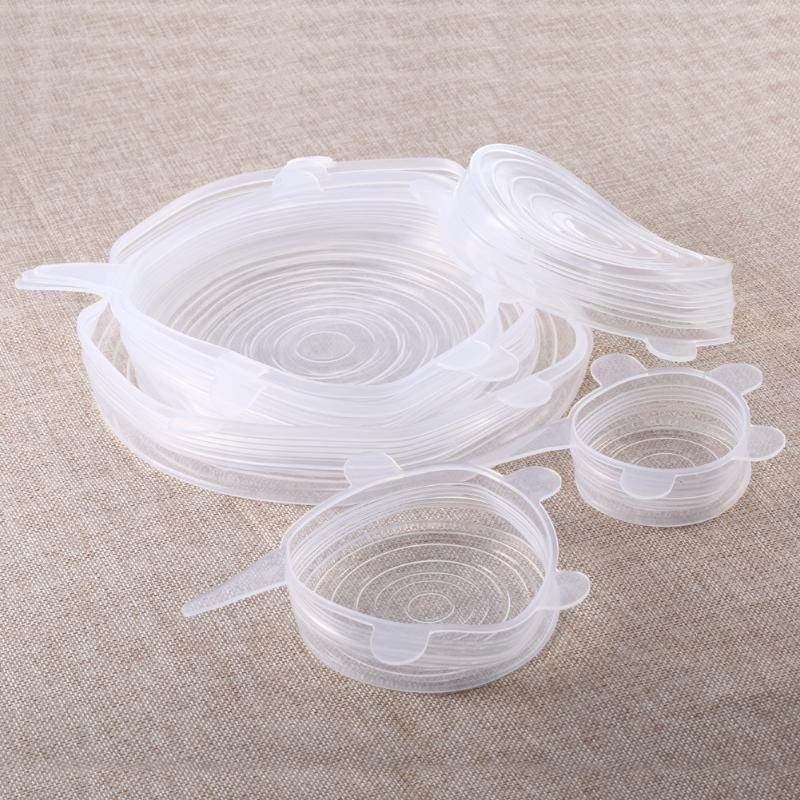 6 pcs Universal Silicone Suction Lid-bowl Pan Cooking Pot Lid-silicon Stretch Lids Silicone Cover Pan Spill Lid Stopper Cover - MarvelouStoree