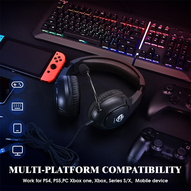 S20 Head mounted Gaming Earphones Wired RGB Luminous Earphones Computer Esports PS4 Earphones