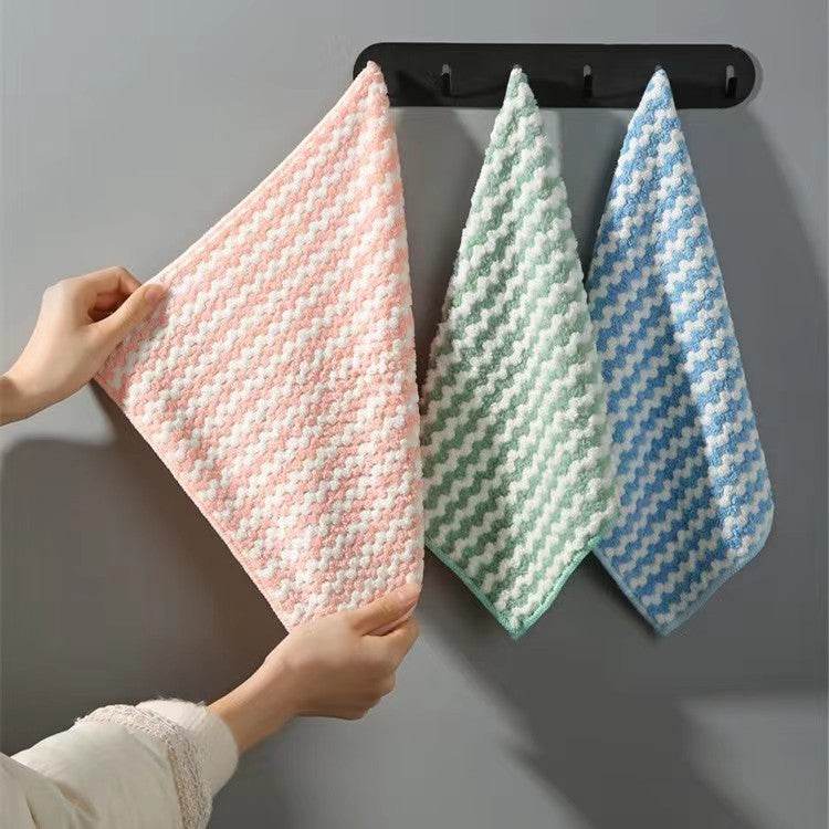 Double Sided Cationic Color Water Absorbent Wavy Stripe Oil Free Dishwashing Cloth Water Absorbent Dishwashing Cloth - MarvelouStoree