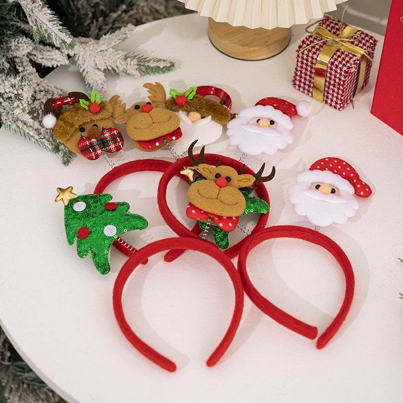 4pcs Christmas set cartoon headband Santa Claus hairpin reindeer headband