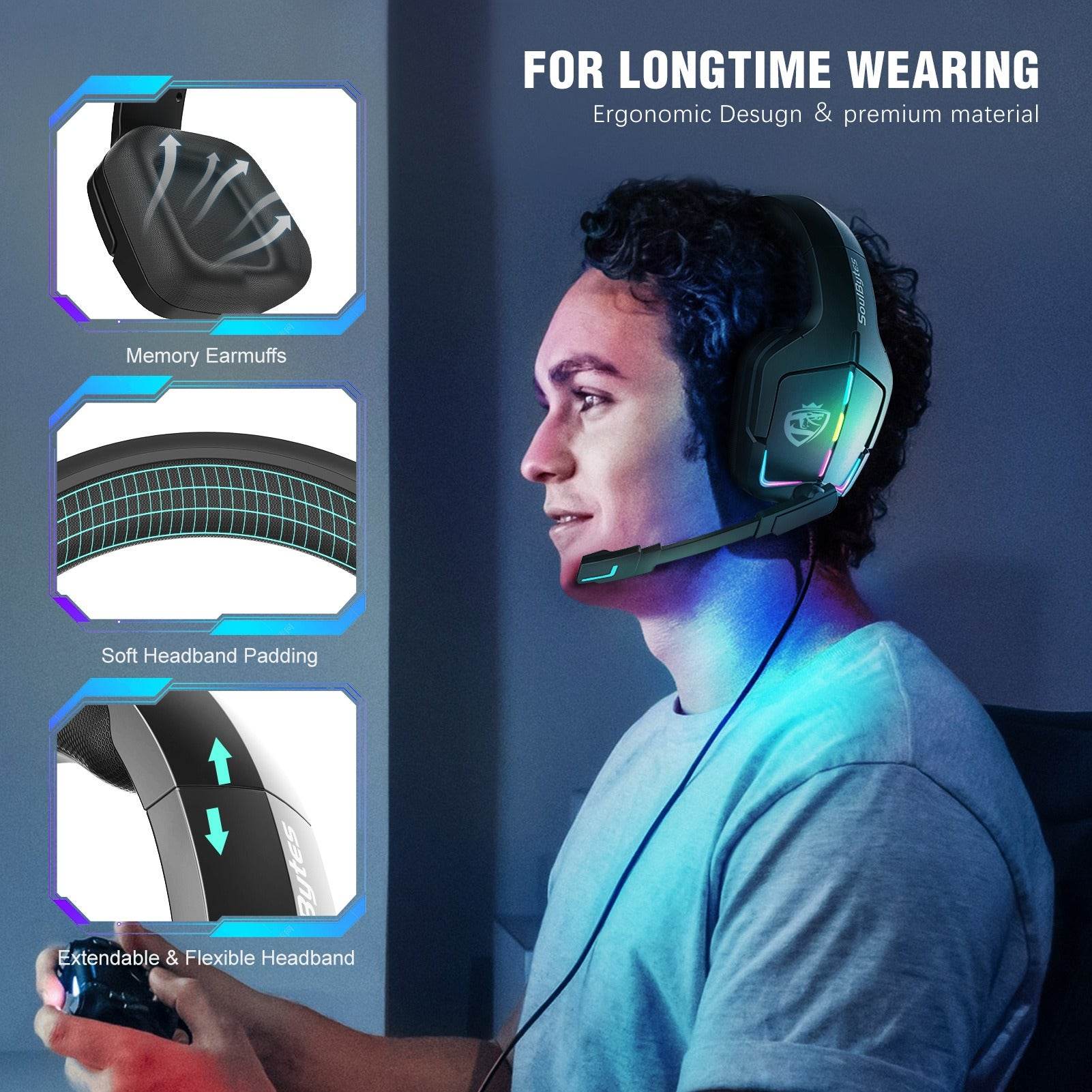 S12 Head mounted gaming headset wired RGB computer gaming headset PS4 headset - MarvelouStoree