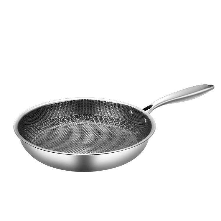 Stainless Steel Full Screen Honeycomb Frying Pan Household Fried Egg Steak Pancake Easy To Clean Non-Stick Pan - MarvelouStoree