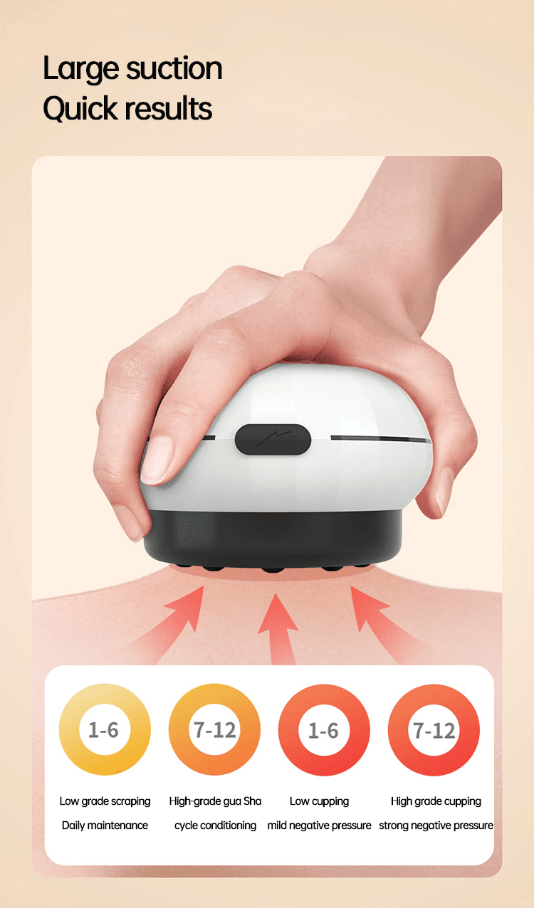 12 Levels Electric Intelligent Scraping Cupping Device Household Wireless Cup Instrument Painless Dredge Meridians Health Care - MarvelouStoree