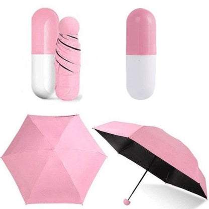 Mini Folding Capsule Small Umbrella With Pill Package Box Pocket Parasol Rain Anti-UV Portable Travel Umbrella Sunny Rainy Day - MarvelouStoree