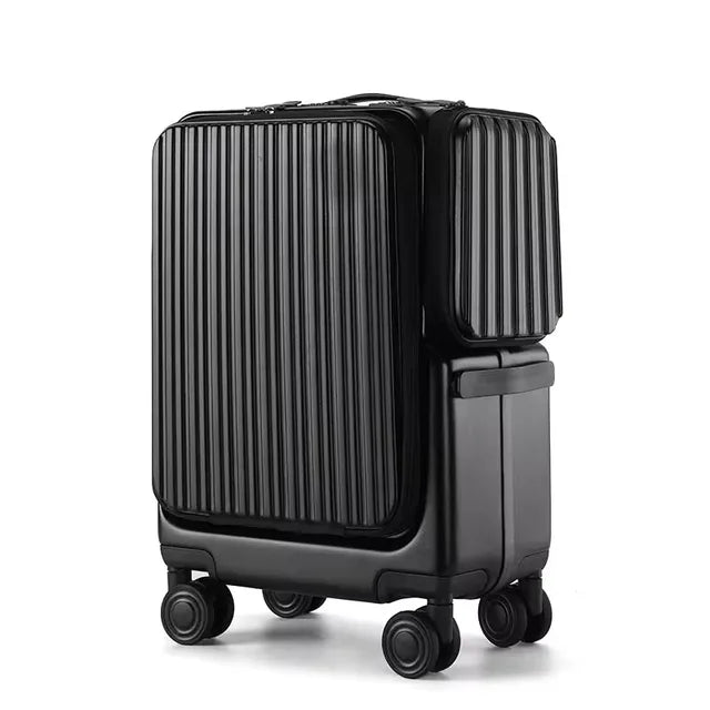 COLENARA 20Inch Cabin Luggage Front Opening Laptop Boarding Case USB Charging Trolley Case Multifunctional Carry-on Suitcase