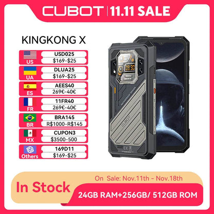 CUBOT KINGKONG X, Rugged Smartphone 5G, 32GB RAM(16GB+16GB), 256/512GB ROM, 10200mAh, 6.583-Inch 120Hz Screen, NFC,WiFi 6, 100MP - MarvelouStoree