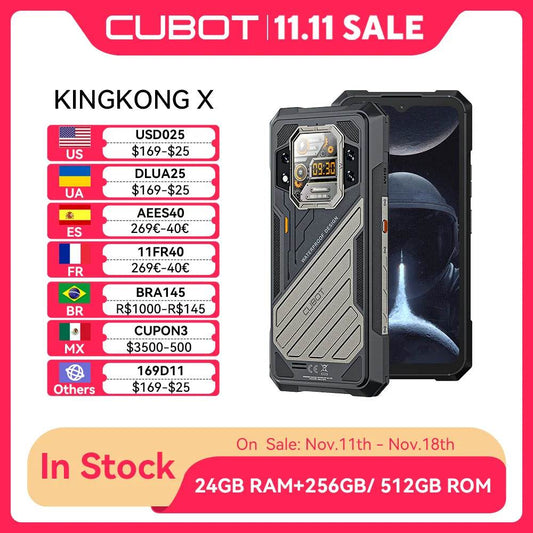 CUBOT KINGKONG X, Rugged Smartphone 5G, 32GB RAM(16GB+16GB), 256/512GB ROM, 10200mAh, 6.583-Inch 120Hz Screen, NFC,WiFi 6, 100MP - MarvelouStoree