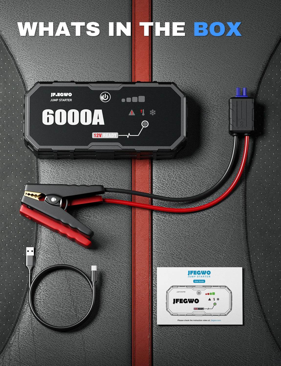 Car 6000A Portable 12V Jump Starter Power Bank 12V Auto Battery Charger Booster Starting Device - MarvelouStoree