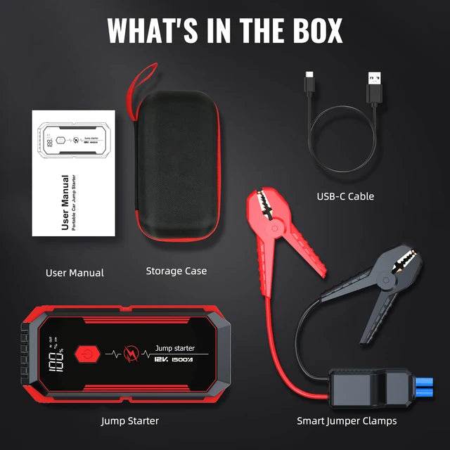 Car Jump Starter 2500A Peak Car Battery Jump Starter Up to 8.0L Gas and 7L Diesel Engine 12V Portable Lithium Jump Starter LED L - MarvelouStoree