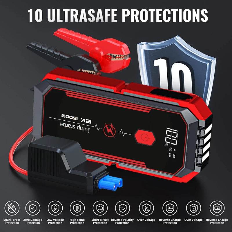 Car Jump Starter 2500A Peak Car Battery Jump Starter Up to 8.0L Gas and 7L Diesel Engine 12V Portable Lithium Jump Starter LED L - MarvelouStoree