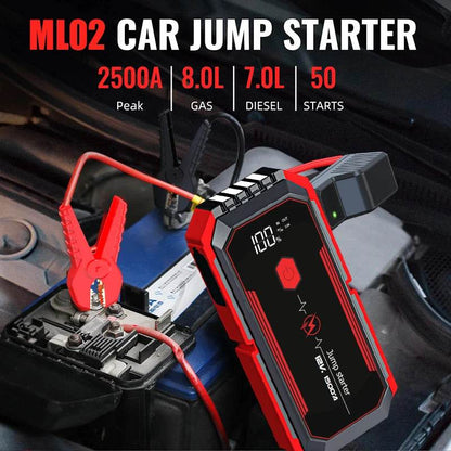 Car Jump Starter 2500A Peak Car Battery Jump Starter Up to 8.0L Gas and 7L Diesel Engine 12V Portable Lithium Jump Starter LED L - MarvelouStoree