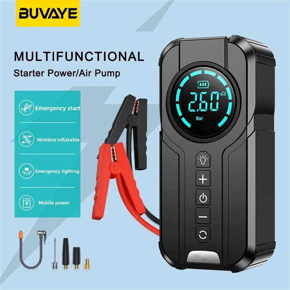 Car Jump Starter Air Pump Power Bank Lighting Portable Air Compressor 4 In 1 Cars Battery Starters Starting Auto Tyre Inflator - MarvelouStoree