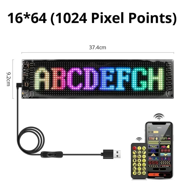 Marveloustoree Car LED Matrix Pixel Panel Screen DIY Devil‘s Eyes Flexible Animation Display USB Plug-in App Control for Car Bars Party