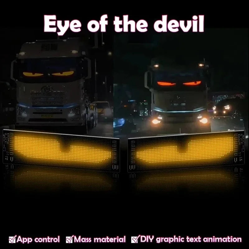 Marveloustoree Car LED Matrix Pixel Panel Screen DIY Devil‘s Eyes Flexible Animation Display USB Plug-in App Control for Car Bars Party