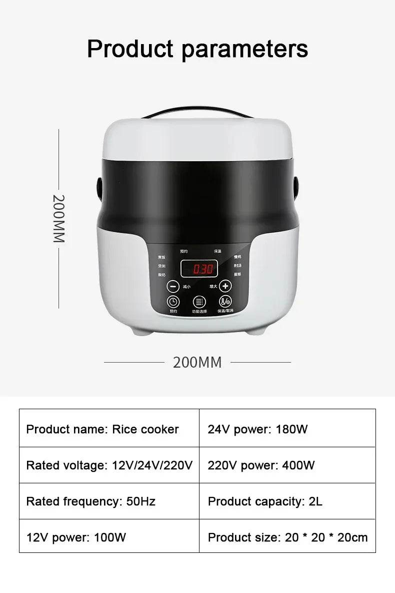 Car Rice Cooker 12V 24V 220V Car Home Dual Use Portable Soup Pot Multicooker Porridge Cooking Machine Truck Food Steamer Heater - MarvelouStoree