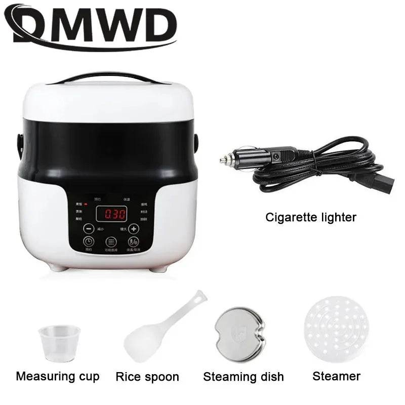 Car Rice Cooker 12V 24V 220V Car Home Dual Use Portable Soup Pot Multicooker Porridge Cooking Machine Truck Food Steamer Heater - MarvelouStoree