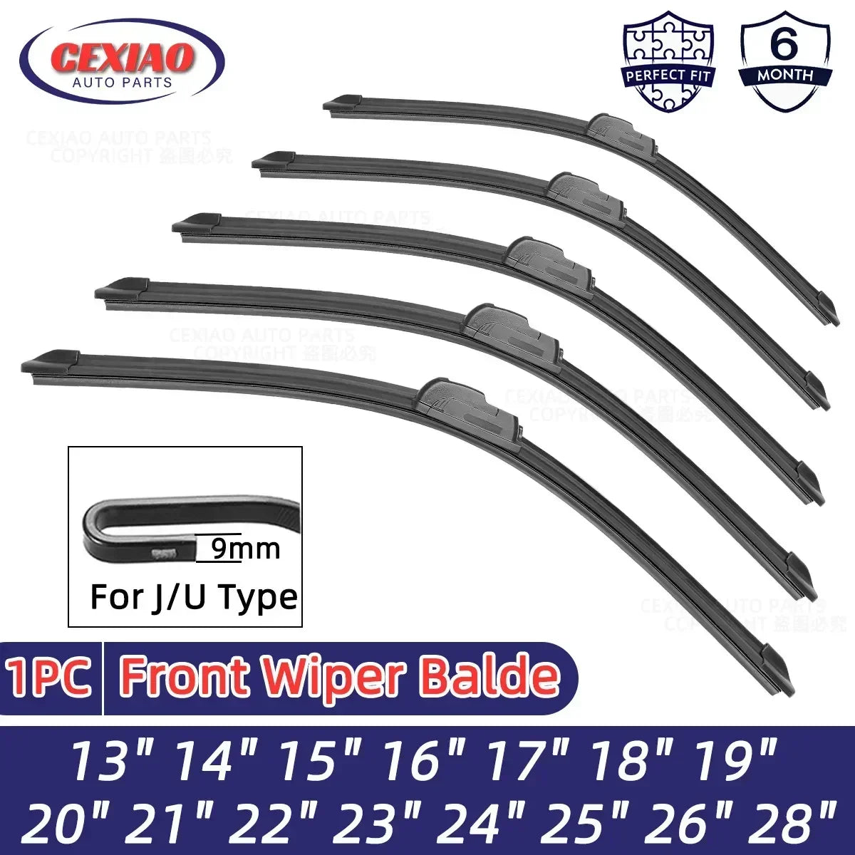 Car Wiper Blades J Hook Windscreen Wiper Automobile Windshield Wiper Soft Rubber 13" 18“ 19" 20" 21" 22" 24" 26"