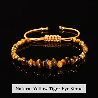 Change Better Natural Stone Amethyst Gravel Chip Bead Adjustable Braided Bracelet Women Men Small Round Bead Strand Healing Gift