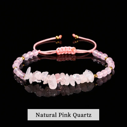 Change Better Natural Stone Amethyst Gravel Chip Bead Adjustable Braided Bracelet Women Men Small Round Bead Strand Healing Gift