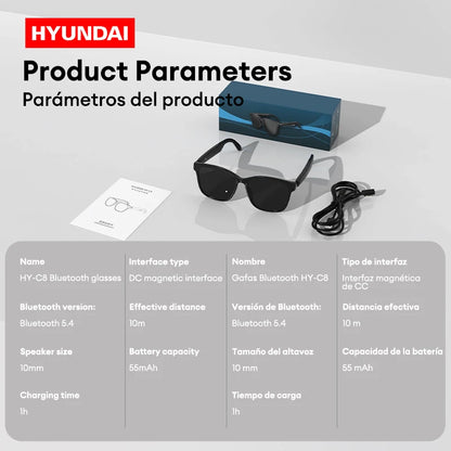 Choice HYUNDAI HY-C8 AI Glasses Earphones With Camera Automatic voice translation Smart glasses Multi-function keys For Sports