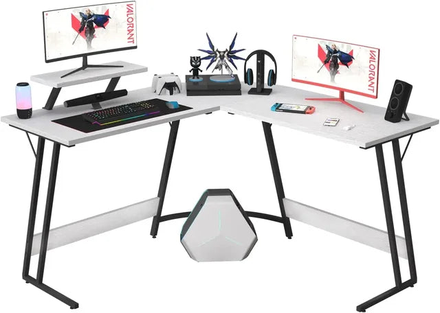 Marveloustoree Smart Computer Desk, L Shaped Gaming Computer Corner Desk PC Gaming Table with Large Monitor Riser Stand , Desk Computer