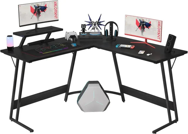 Marveloustoree Smart Computer Desk, L Shaped Gaming Computer Corner Desk PC Gaming Table with Large Monitor Riser Stand , Desk Computer