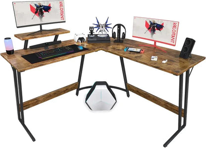 Marveloustoree Smart Computer Desk, L Shaped Gaming Computer Corner Desk PC Gaming Table with Large Monitor Riser Stand , Desk Computer