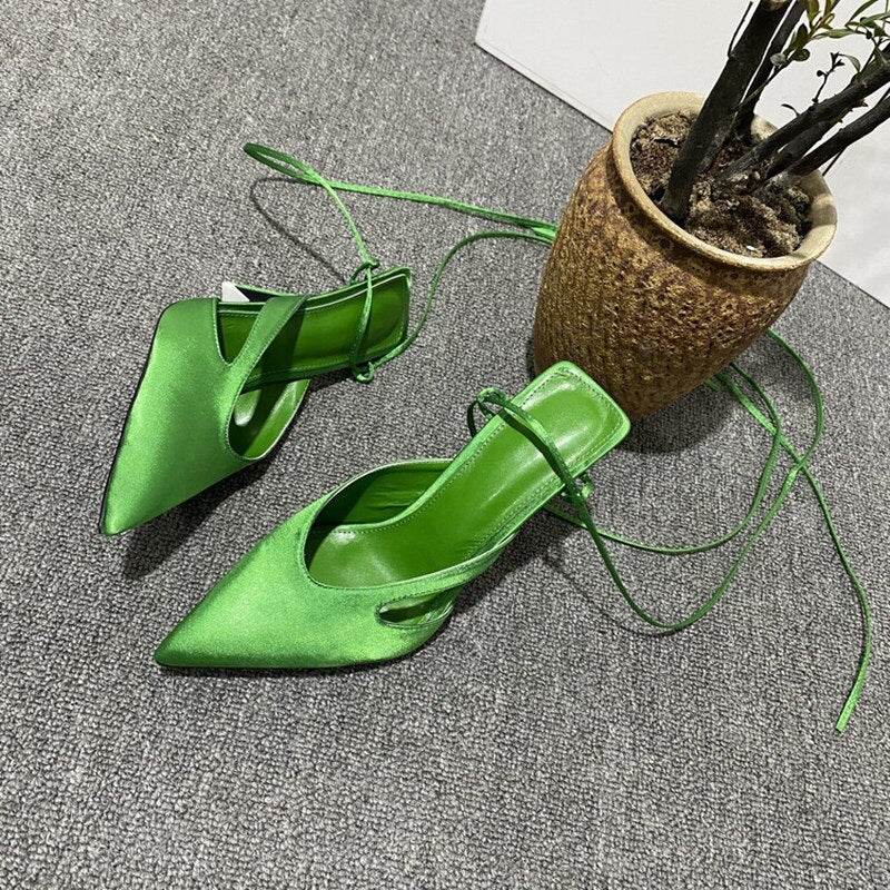 Summer Solid Color Sexy Strappy High-Heeled Sandals Women's Large Size 40-43 Sandals - MarvelouStoree