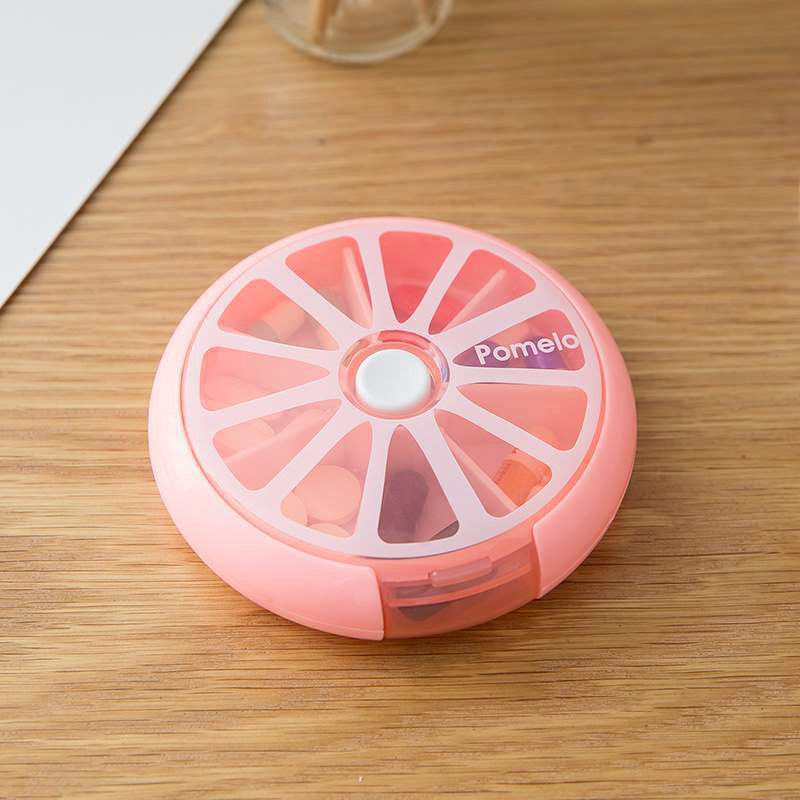 Lemon Portable Small Pill Box Carry-on Packing Box Rotating Mini Pill Medicine Packing Tablet Storage Box