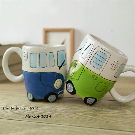 British Hand-painted 3D Double-decker Bus Mug Ceramic UK Retro Coachbus Car Coffee Cup Friends Tv Klimt Caneca Criativa Gift Box