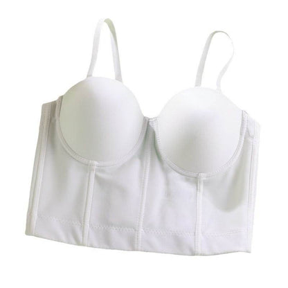 Strapless outer wear fishbone bra solid color with steel ring body shaping vest short - MarvelouStoree