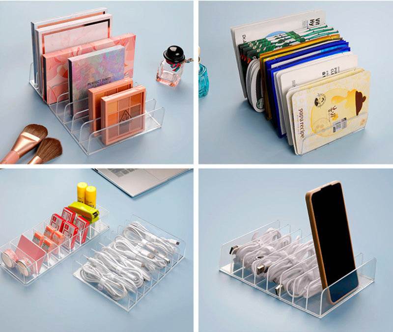 Data Cable Storage Box Transparent With Compartmentalized Charging Cable Organizer Desktop Large Capacity Power Cord Organizer Box - MarvelouStoree