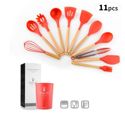 12pcs Cooking Tools Set Premium Silicone Kitchen Cooking Utensils Set With Storage Box Turner Tongs Spatula Spoon Turner