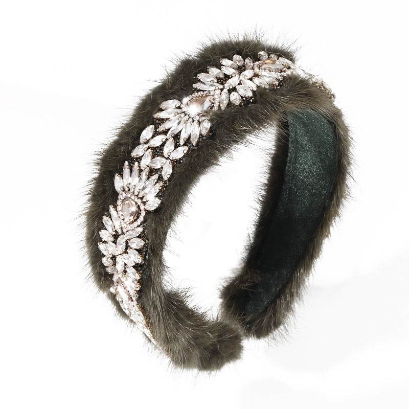 Versatile glass diamond full diamond mink velvet hair accessory - MarvelouStoree