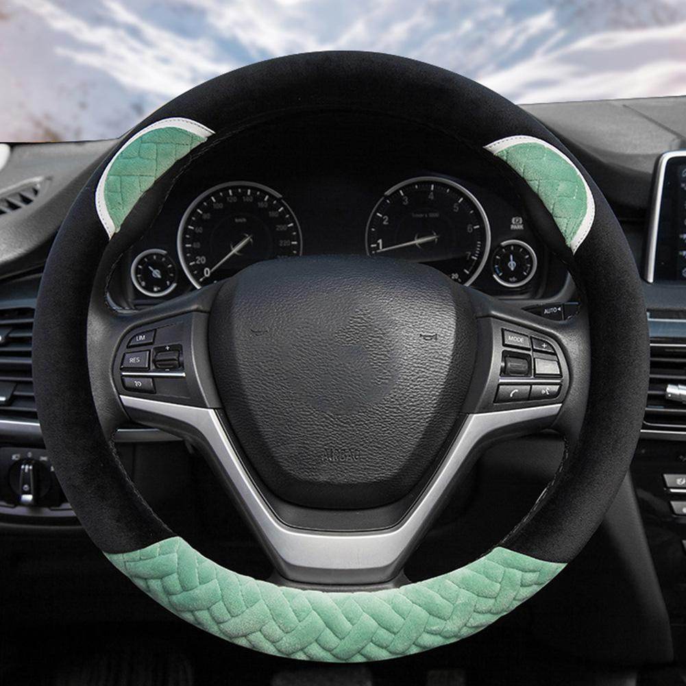 Plush Cartoon Car Steering Wheel Cover D-type Linen Carbon Fiber Leather Handlebar Cover Comfortable And Breathable - MarvelouStoree