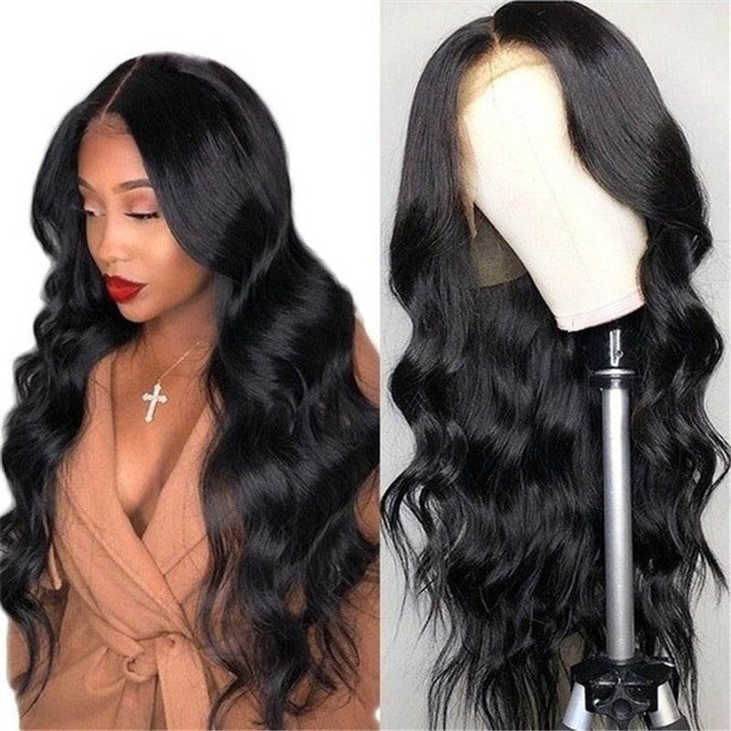 Wig for women European and American medium-parted long curly hair African black large wave chemical fiber full headgear wig - MarvelouStoree