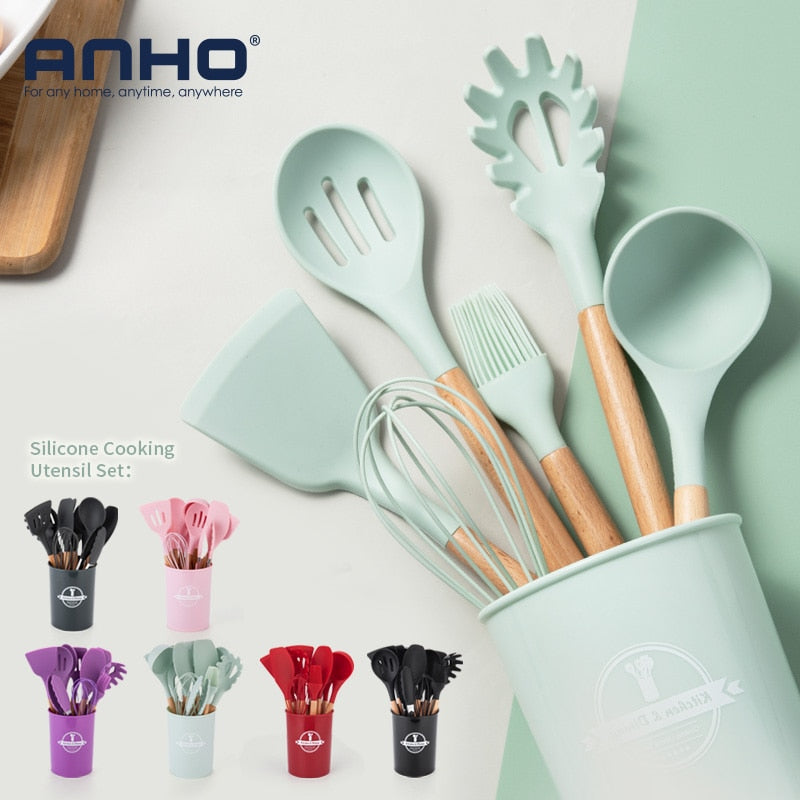 Silicone Kitchen Cooking Utensil Set  Standard Non-Stick Silica Heat Resistance Kitchen Tool Accessories