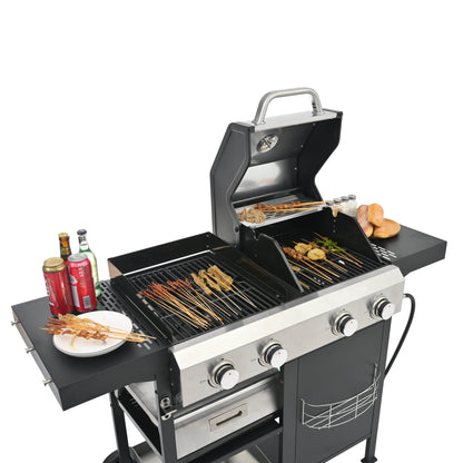 2+2 multifunctional gas barbecue grill and covered grill combination for outdoor cooking - barbecue, barbecue, pizza. - MarvelouStoree