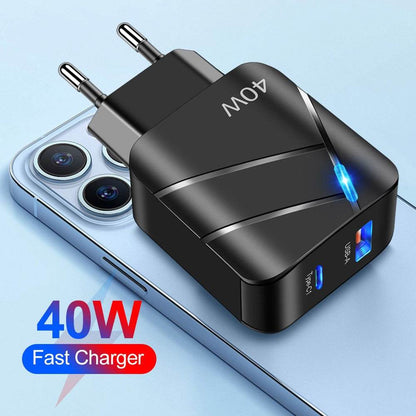 40W PD+QC3.0 mobile phone charger charging head travel charger - MarvelouStoree