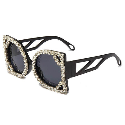 Luxury Diamond-studded Sunglasses Fashion D-shaped Big Frame Sun glasses Female Diamond Gorgeous Sunglass - MarvelouStoree